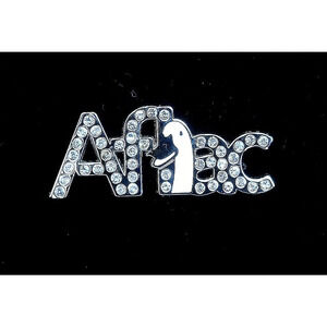 AFLAC Silver Rhinestone Brooch Lapel Pin